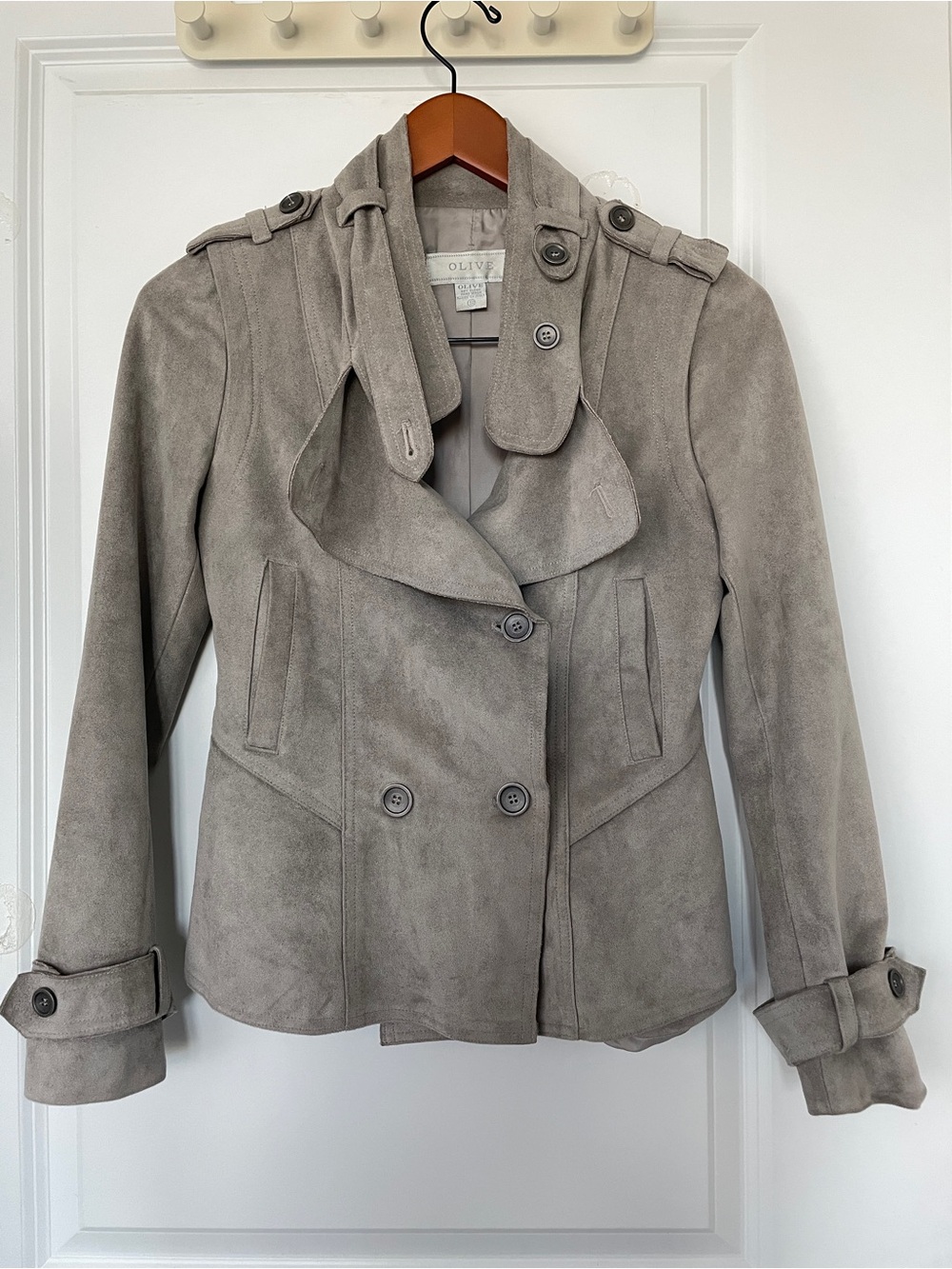 Tone Gray Suede Double-Breasted Women's Jacket